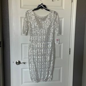 NWT!  B. Darlin White Sequin Cocktail Dress